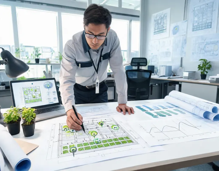 Specifier reviewing lighting control plans